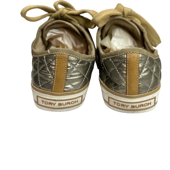 TORY Burch Caspe Lace Up Sneaker in Platinum Wheat Orange - Picture 10 of 14